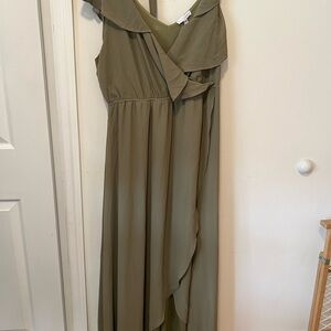 Green slit cocktail dress
